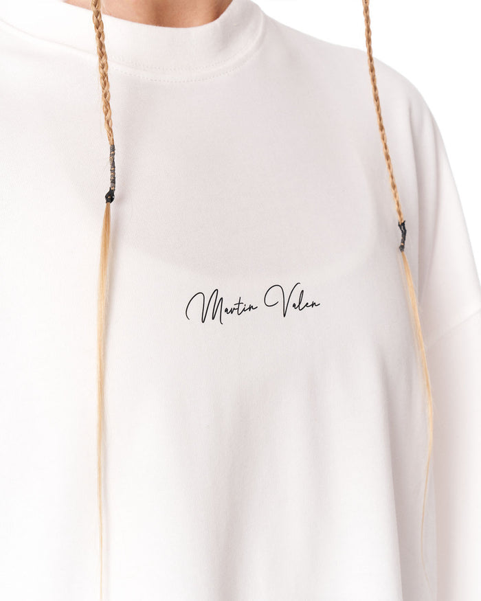Oversized Monarch Loop White T-Shirt with minimal front logo detail