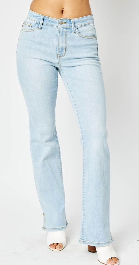 Pants - Judy Blue Mid Rise Light Slit Hem Bootcut, Plus Size