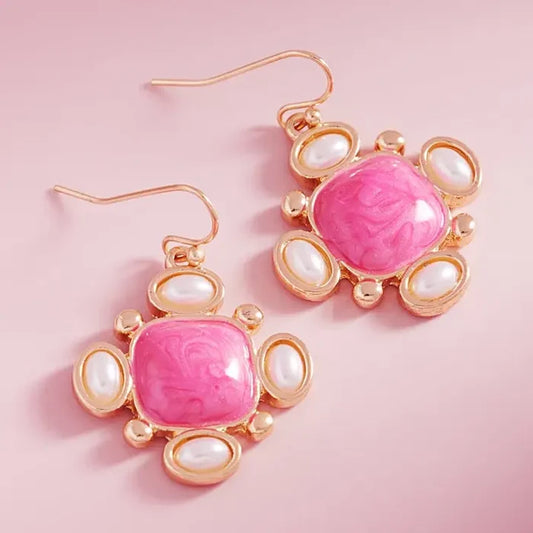 Pearlized Pink Hook Earrings
