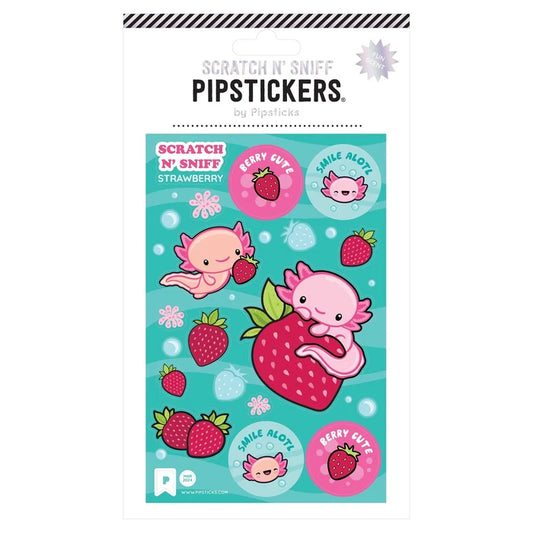 Pipsticks Scratch & Sniff Pipstickers - Berry Cute Axolotl (Strawberry)