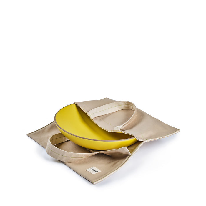 Aplat Products Plat Dish Tote in Barley with Shallow Salad Bowl in Lemongrass