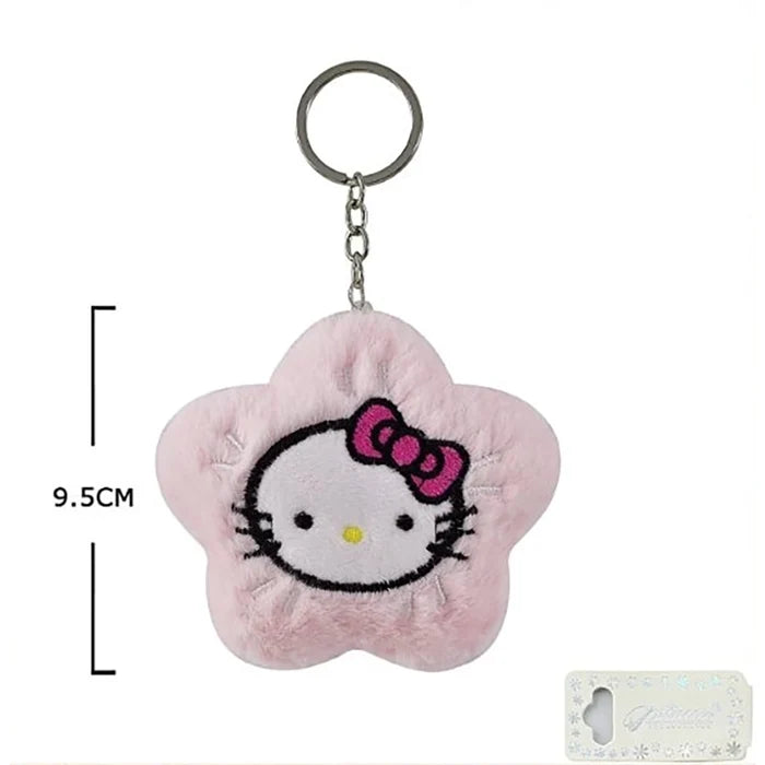 Plush Star Keyring with Embroidered Cute Kitten Design – Soft Fabric Bag Charm, Kawaii Cartoon Character Keychain Accessory 12pcs (KC-73395)
