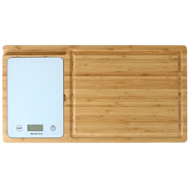 PREP-TECH Bamboo Cutting Board With Kitchen Scale