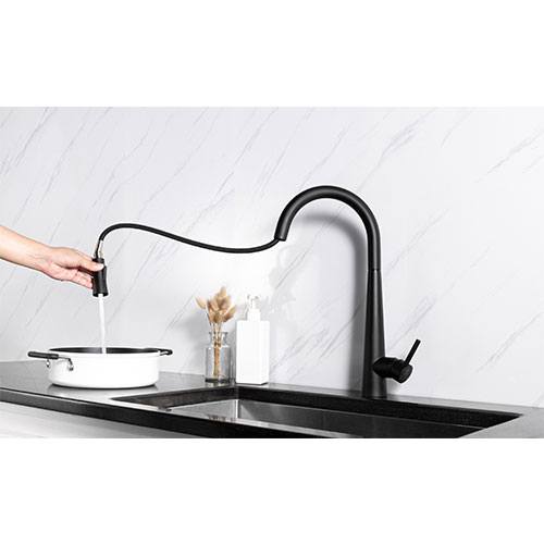 Prior Creek Oak Park Single Handle Pull-down Kitchen Faucet in Matte Black Kitchen Faucet Jiangmen Luxury Houseware Company Limited