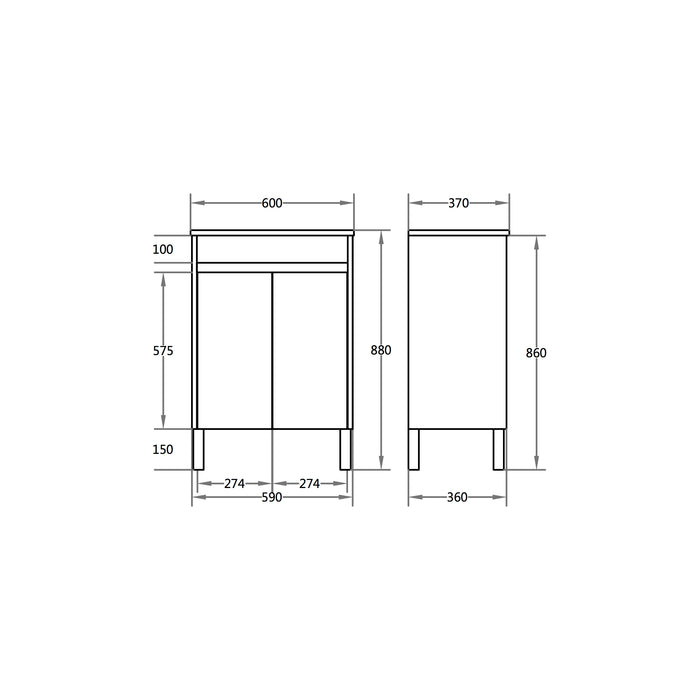 PVC Slim Vanity 600/750/1200mm