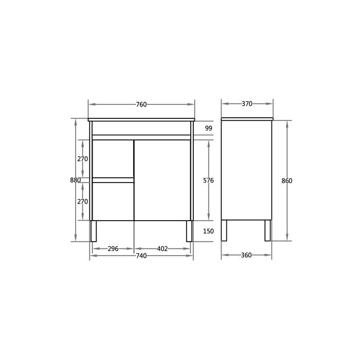 PVC Slim Vanity 600/750/1200mm