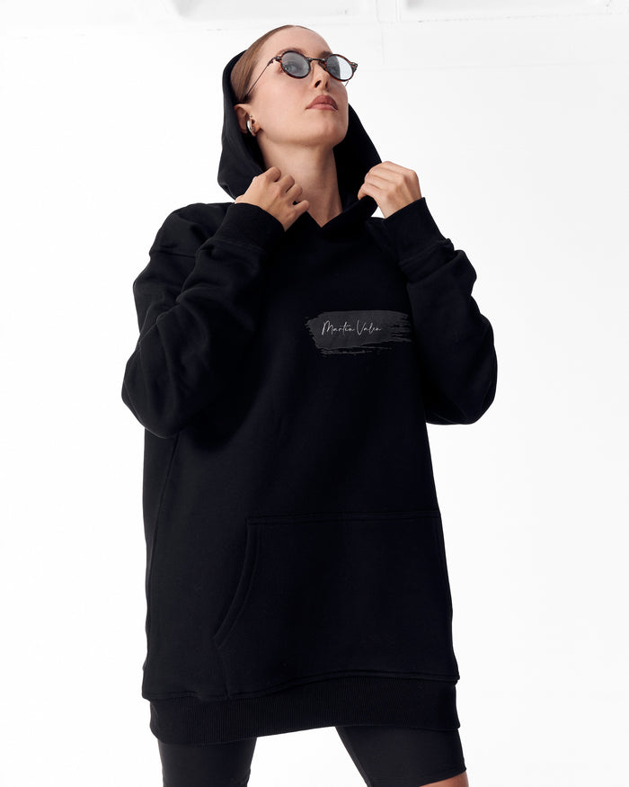 Rebirth Women's Blue 3D Printed Oversized Black Hoodie (3)