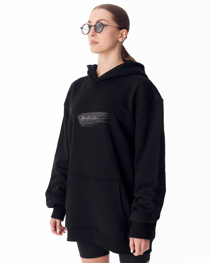 Rebirth Women's Blue 3D Printed Oversized Black Hoodie (4)
