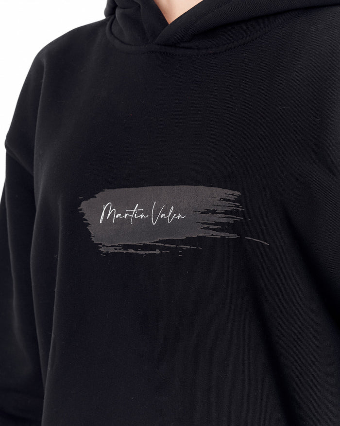 Rebirth Women's Blue 3D Printed Oversized Black Hoodie (5)