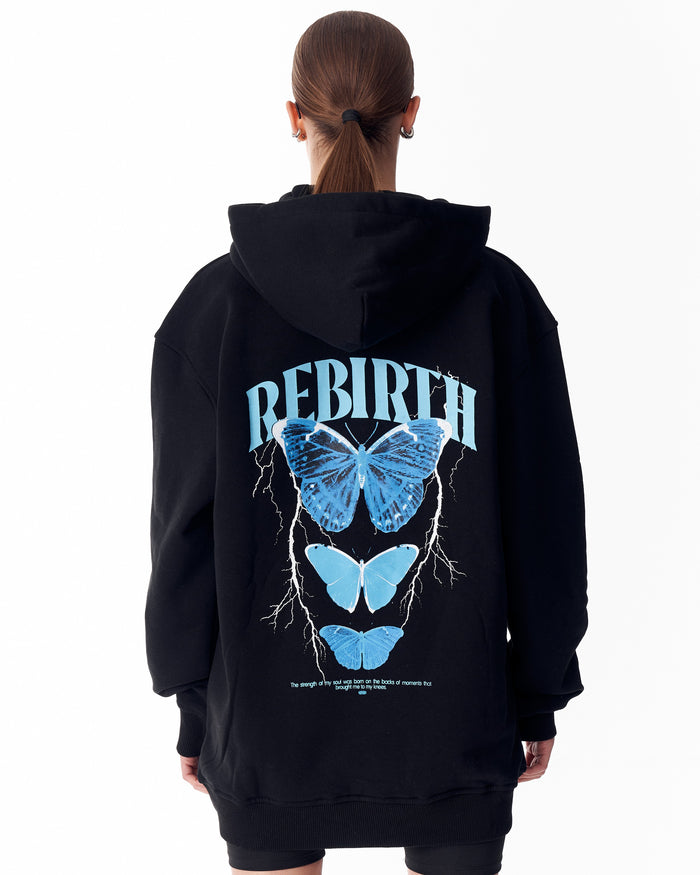 Rebirth Women's Blue 3D Printed Oversized Black Hoodie (7)