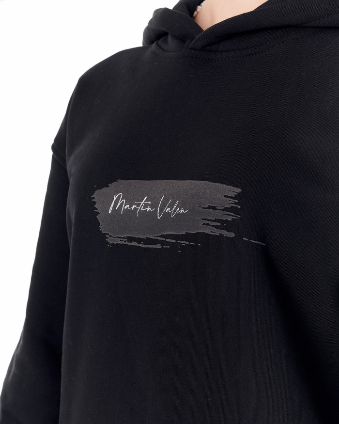 Rebirth Women's Orange 3D Printed Oversized Black Hoodie (5)