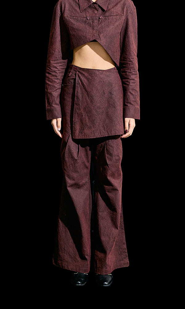 【Reculer レキュリー】Wrinkle Skirt pants Burgundy