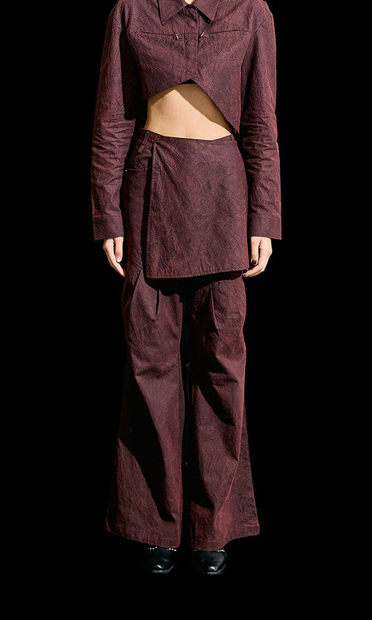 【Reculer レキュリー】Wrinkle Skirt pants Burgundy