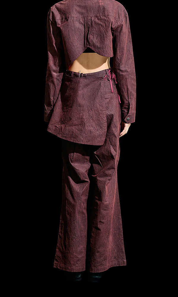 【Reculer レキュリー】Wrinkle Skirt pants Burgundy