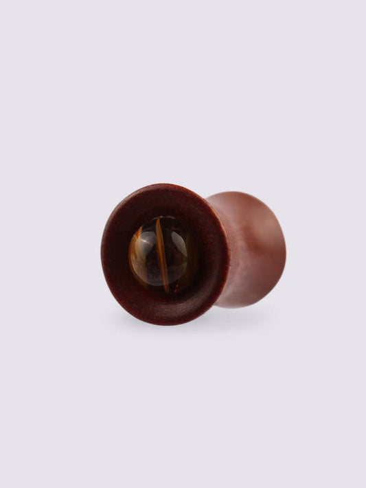 Red Saba Wood Tiger Glass Plug 6mm | Brown-Image 1