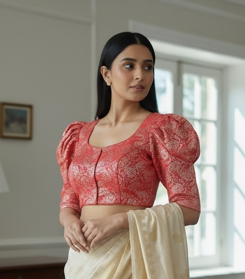 Red-silver blouse