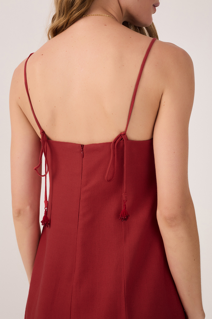Red Sleeveless Linen Mini Dress_5