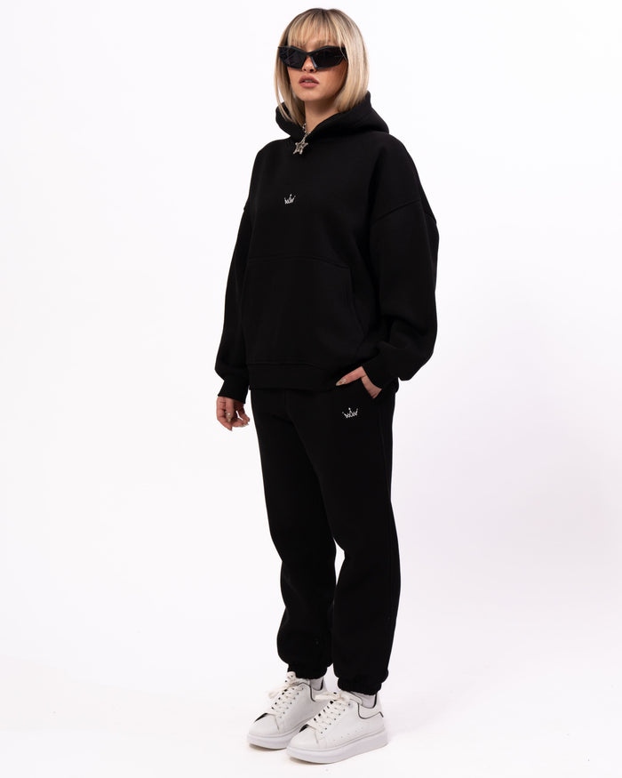 Regalia Crowned Oversized Black Hoodie Jogger Set (4)