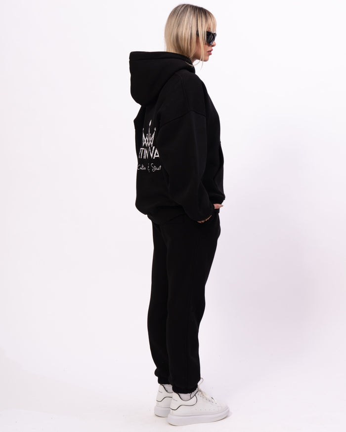Regalia Crowned Oversized Black Hoodie Jogger Set (7)