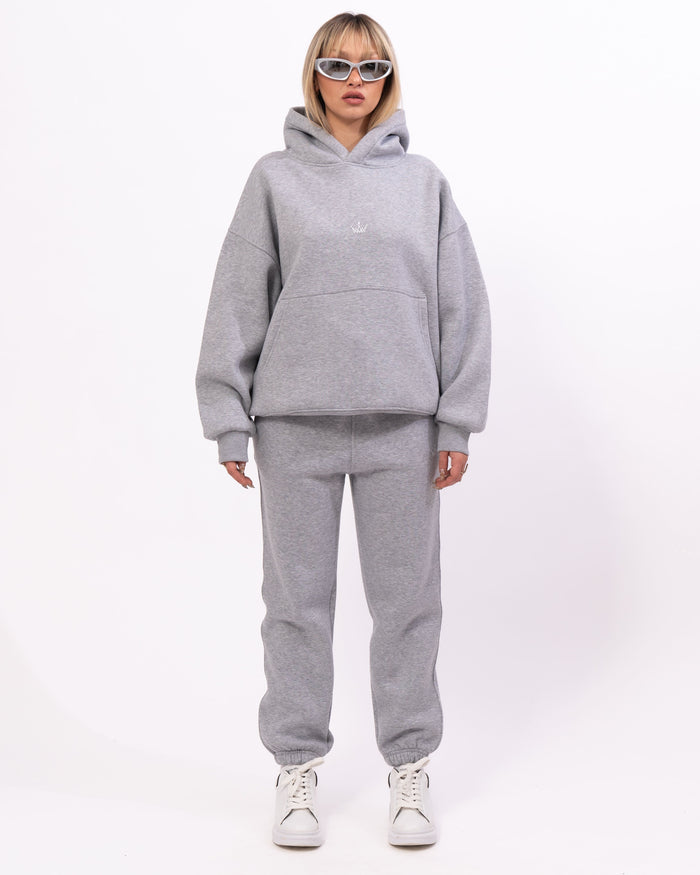Regalia Crowned Oversized Gray Hoodie Jogger Set