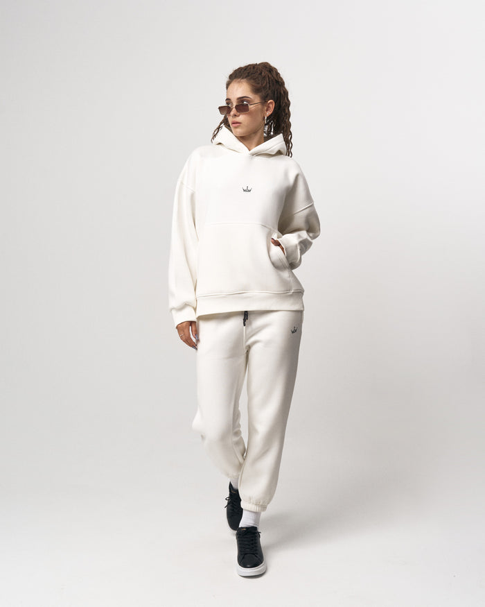 Regalia Crowned Oversized White Hoodie Jogger Set