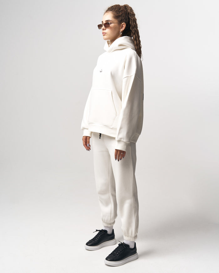 Regalia Crowned Oversized White Hoodie Jogger Set (4)