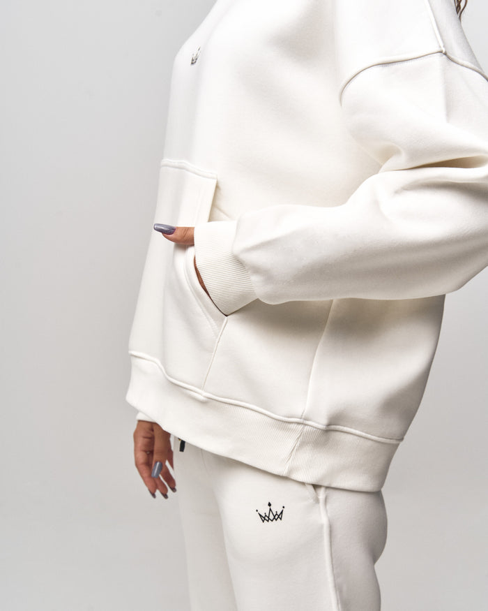 Regalia Crowned Oversized White Hoodie Jogger Set (5)