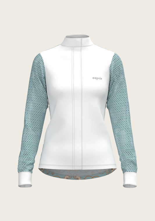 Roped Horses on Sky Blue Long Sleeve Show Shirt
