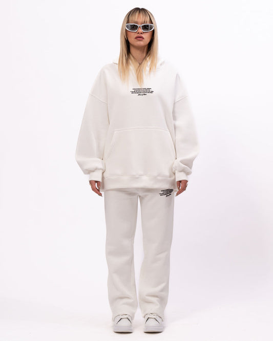Rumi 3D Printed Oversized White Hoodie Jogger Set