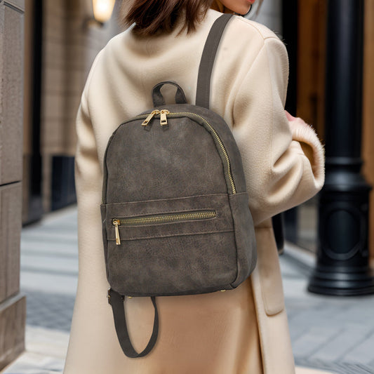 !SALE!Taupe Gray NGIL Faux Leather Mini Backpack