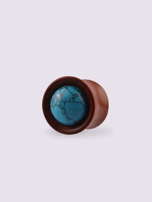 Sawo Wood Turquoise Plug 12mm | Brown-Image 1