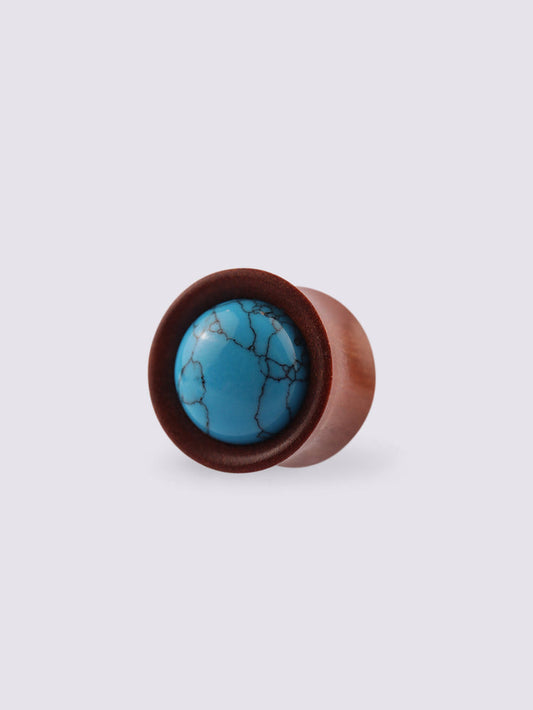 Sawo Wood Turquoise Plug 14mm | Brown-Image 1
