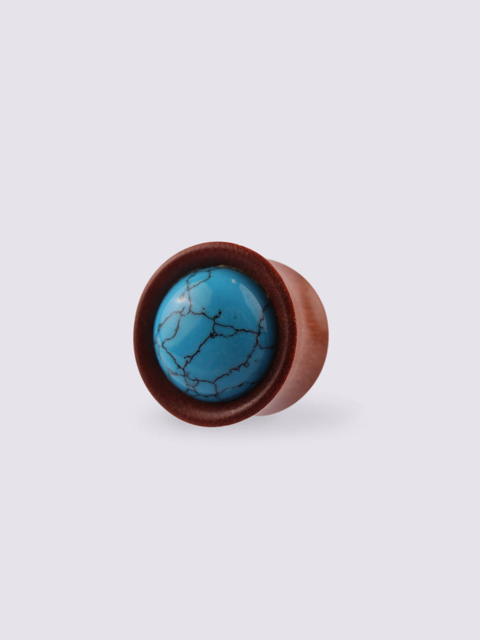 Sawo Wood Turquoise Plug 16mm | Brown-Image 1
