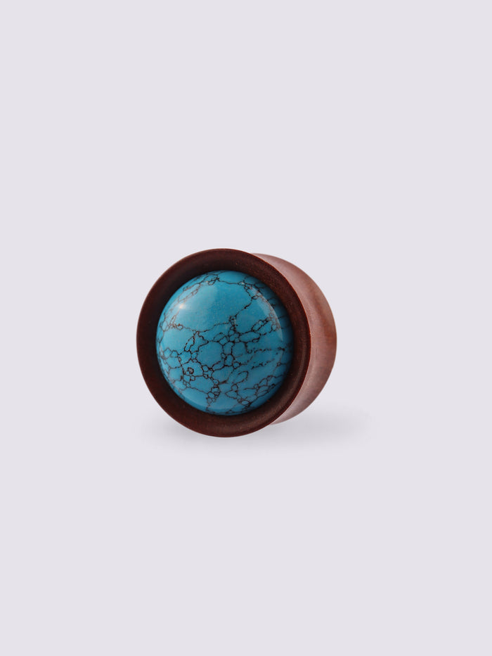 Sawo Wood Turquoise Plug 22mm | Brown-Image 1