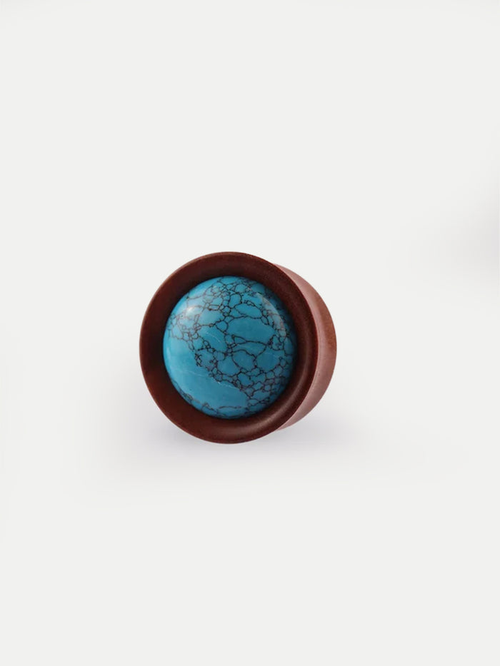 Sawo Wood Turquoise Plug 25mm | Brown-Image 1