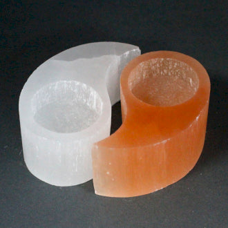 Earthstore® Selenite Orange & White crafted YIN YANG Candle Tea Light Holder