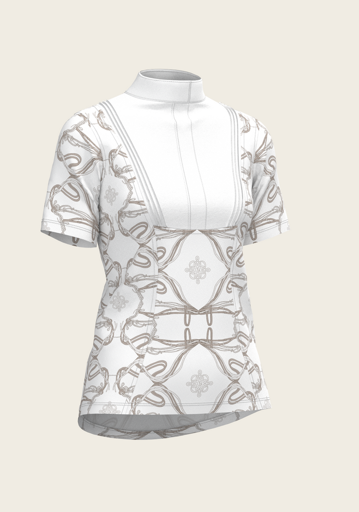Short Pleated Roped Bridles on White Short Sleeve Show Shirt
