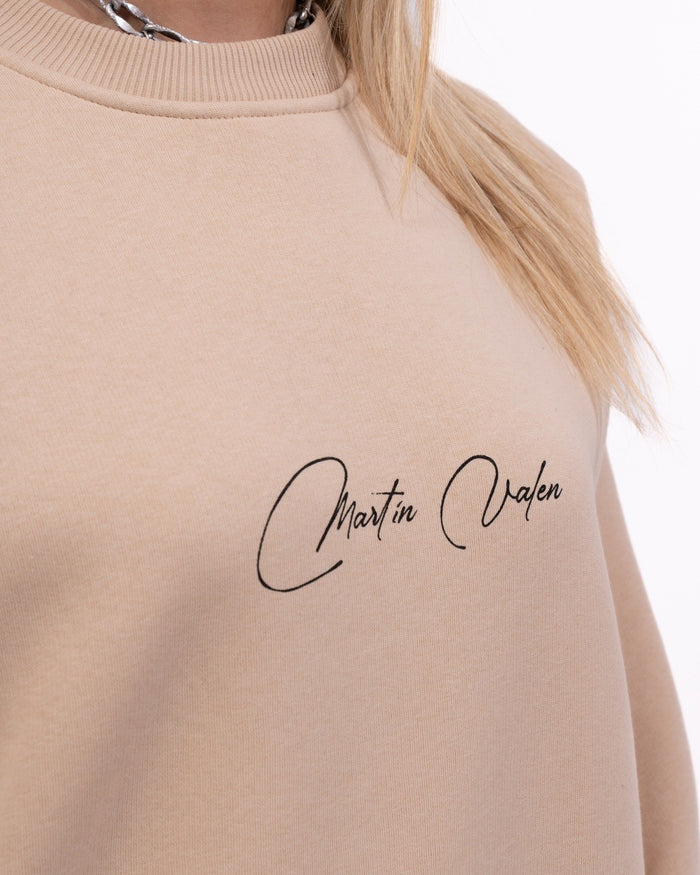 Signatura MV 3D Printed Handwriting Oversized Beige Sweatshirt (4)