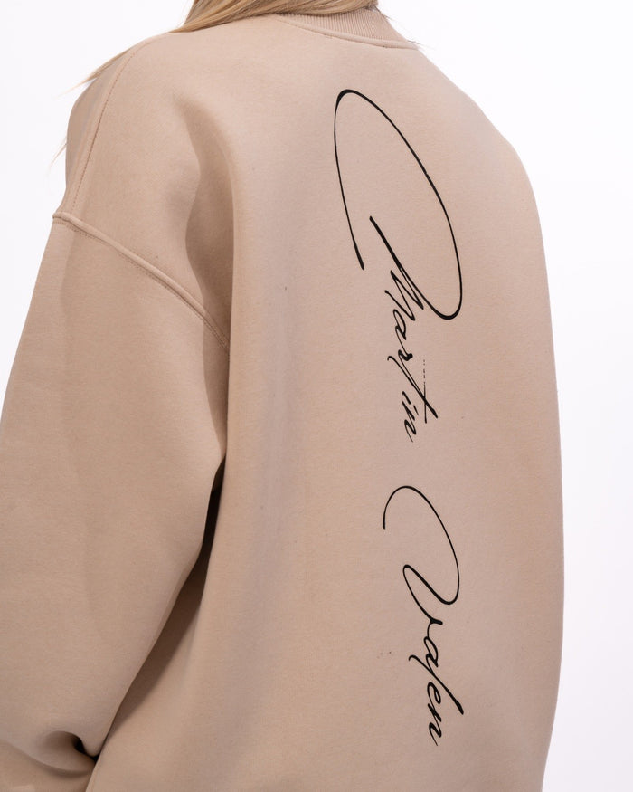 Signatura MV 3D Printed Handwriting Oversized Beige Sweatshirt (5)
