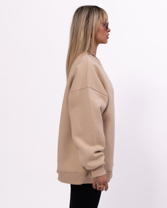 Signatura MV 3D Printed Handwriting Oversized Beige Sweatshirt (7)