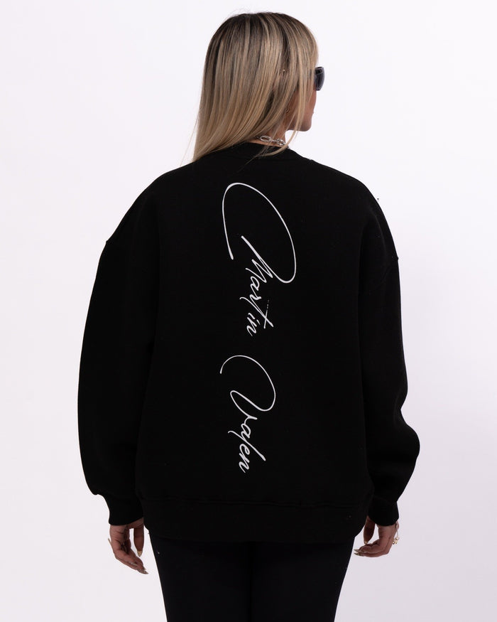 Signatura MV 3D Printed Handwriting Oversized Black Sweatshirt