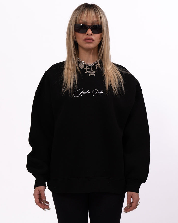 Signatura MV 3D Printed Handwriting Oversized Black Sweatshirt (2)