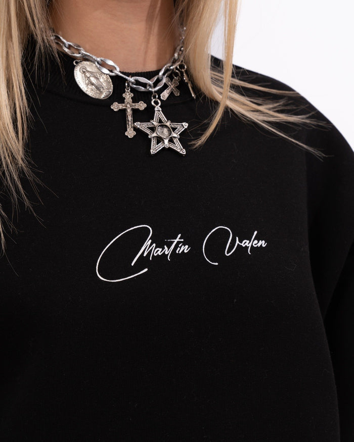 Signatura MV 3D Printed Handwriting Oversized Black Sweatshirt (3)