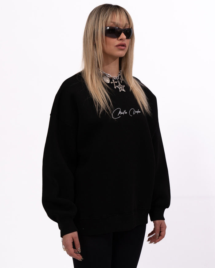 Signatura MV 3D Printed Handwriting Oversized Black Sweatshirt (4)