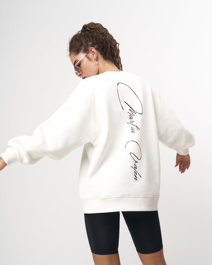 Signatura MV 3D Printed Handwriting Oversized White Sweatshirt (2)