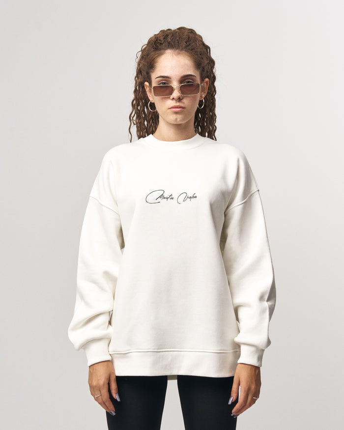 Signatura MV 3D Printed Handwriting Oversized White Sweatshirt (3)