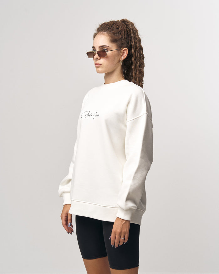 Signatura MV 3D Printed Handwriting Oversized White Sweatshirt (4)