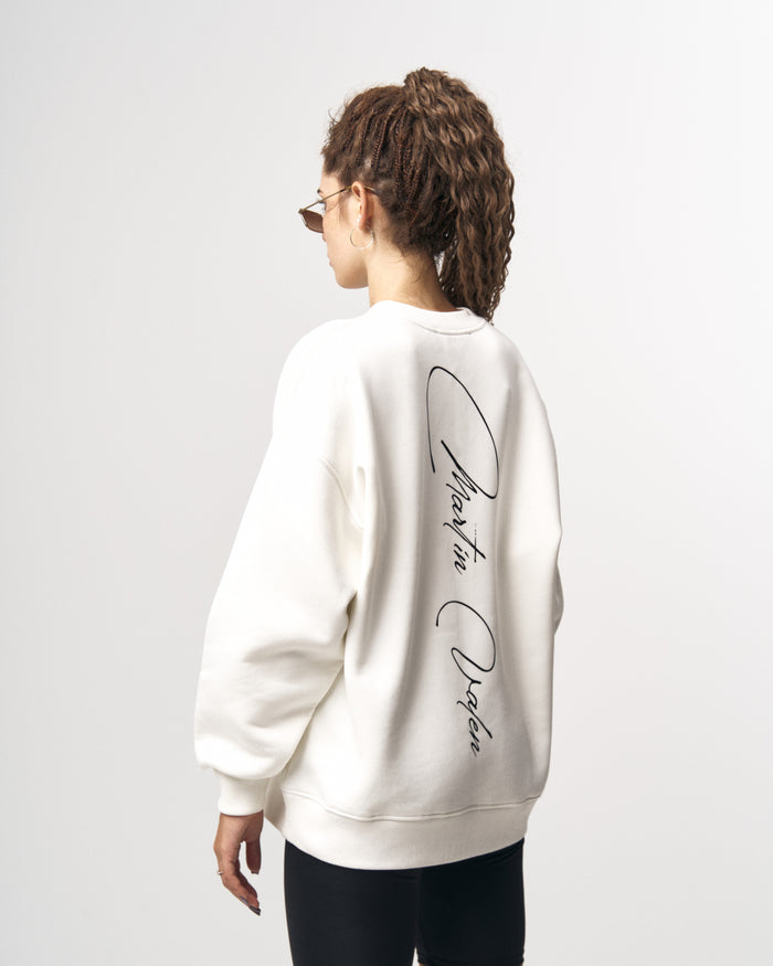 Signatura MV 3D Printed Handwriting Oversized White Sweatshirt (5)