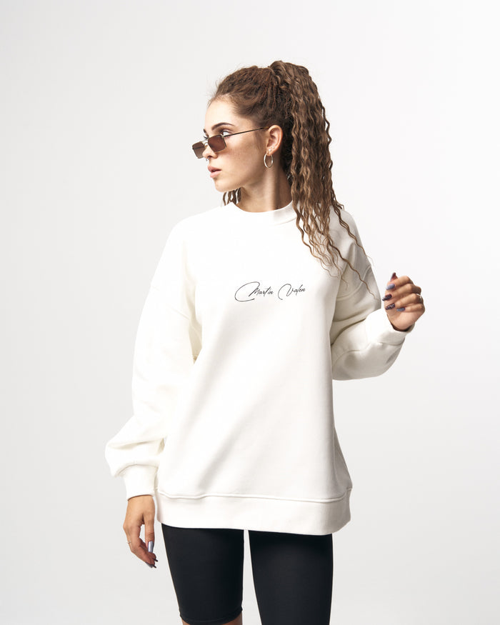 Signatura MV 3D Printed Handwriting Oversized White Sweatshirt (7)
