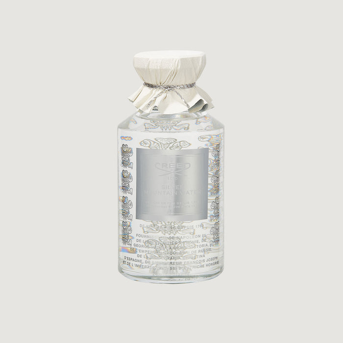 Creed Silver Mountain Water 240ml Heritage Flacon - Clear Glass with Leather Cap, Silver Label | Creed Fragrances